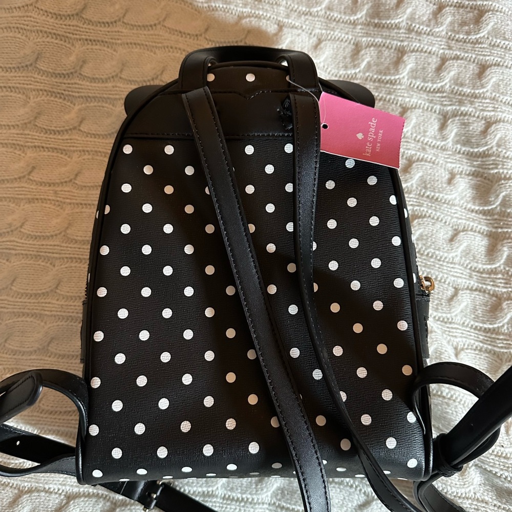 kate spade Black Polka Dot Mini Backpack with Red Bow - Picture 2 of 4